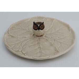 Vintage Otagiri Ceramic Owl Serving Plate Relish Appetizer Dish Toothpick Holder